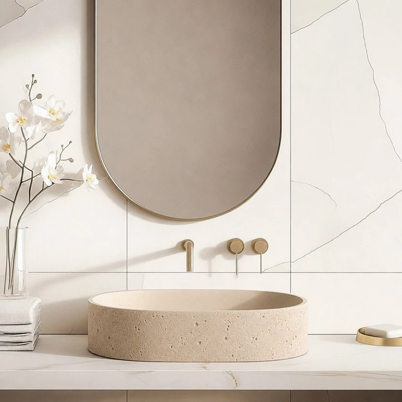 Oval Travertine Vessel Basin manufacturers