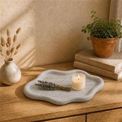 Cloud-Shaped Silver Travertine Tray