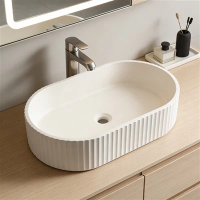 Concrete Trough-style Oval Bathroom Sink