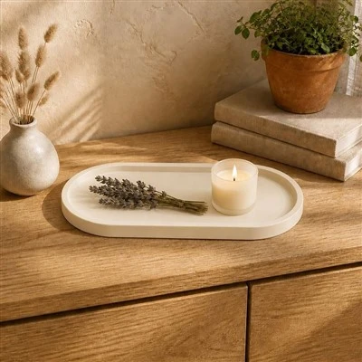 Oval Cement Decorative Tray