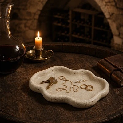 Wavy Rim Stone Tray For Wine Cellar Counter