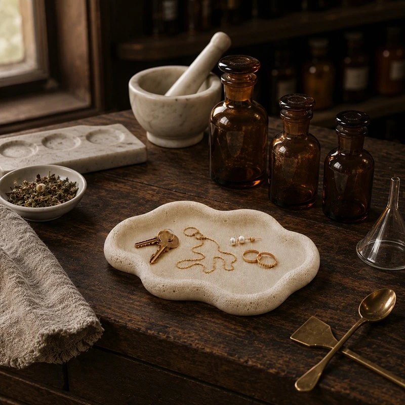 Wavy Rim Stone Tray For Apothecary Counter manufacturers